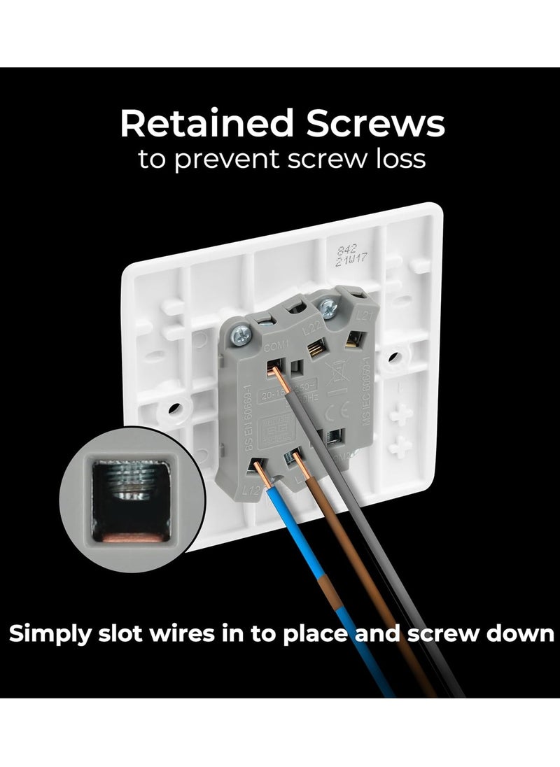 Generic 2-Gang White Moulded Wall Light Switch – 10A | Modern & Sleek Design  - Image 3
