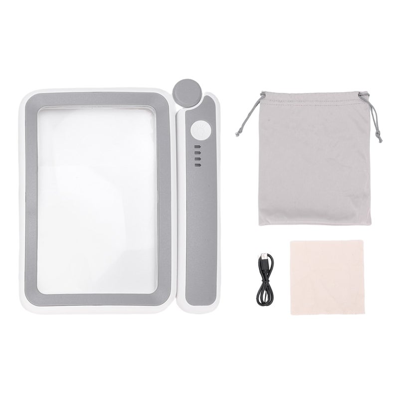 LED Lighted Magnifying Glass 3.5X Rechargeable Folding Handheld Rectangular Magnifier with Light - Image 1