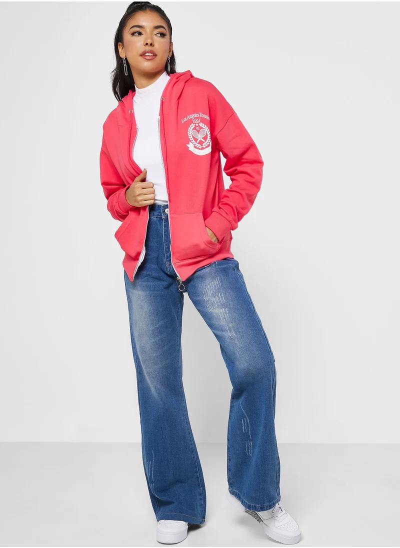 Ginger Graphic Hoodie With Puff Print