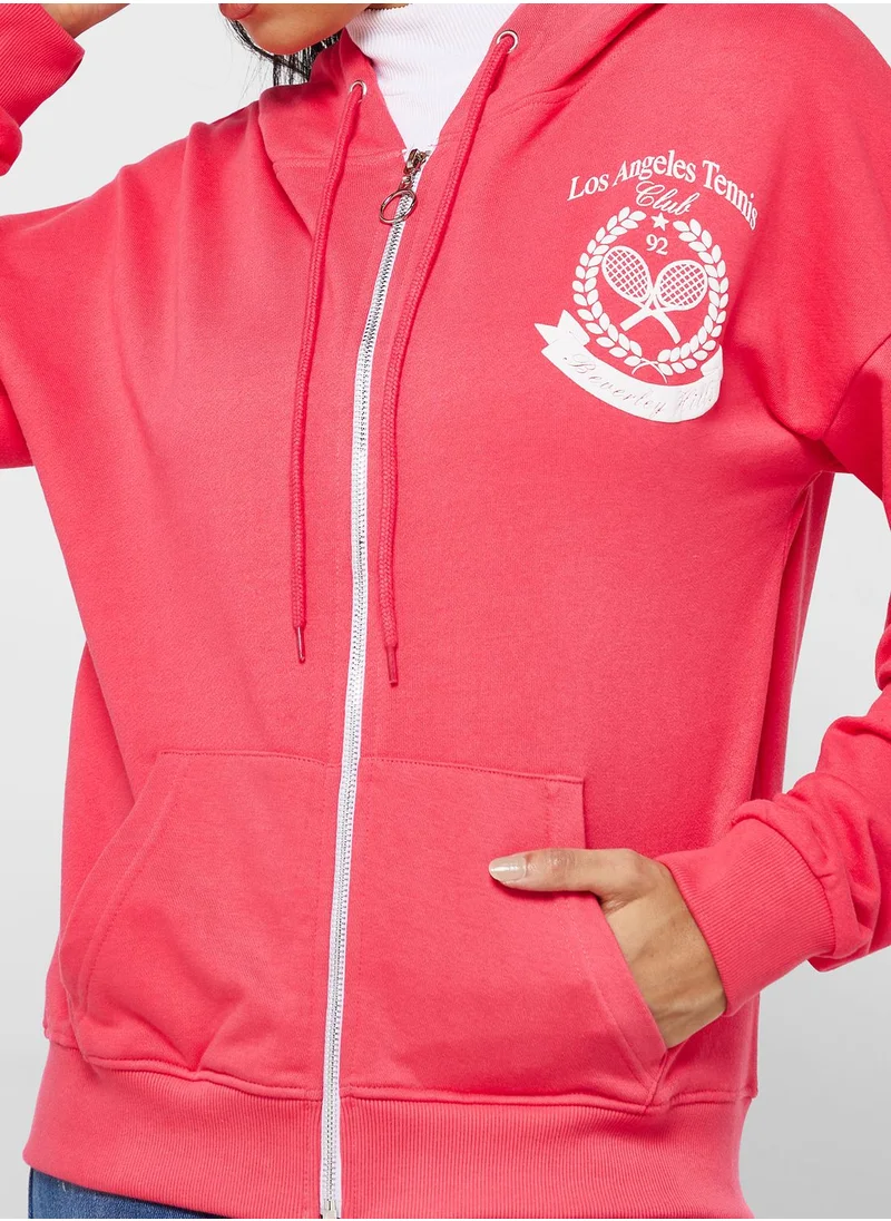 Ginger Graphic Hoodie With Puff Print