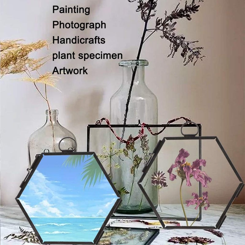 klarako 2Pcs Modern Desk Glass ing for Displaying Artwork Certificate Picture Pressed Item Flower, Black, as described - Image 3