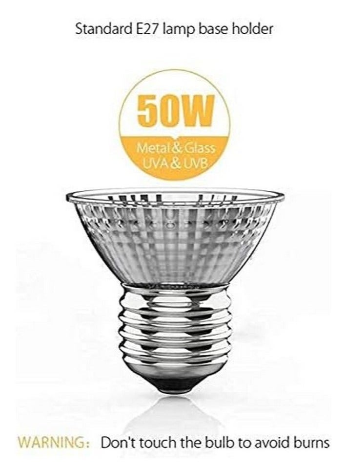 Generic Reptile Heat Lamp with 50W Bulb, Tortoise Heat Lamp, Heating Lamp with Clamp, Adjustable Habitat Basking Heat Lamp,UVA/UVB Light Lamp 360° Rotatable Clip and Dimmable Switch for Aquarium, E27 Clamp on Pet Heating Emitter for Reptiles Amphibians Lizards Turtle Snakes(Bulb Included)  - Image 2