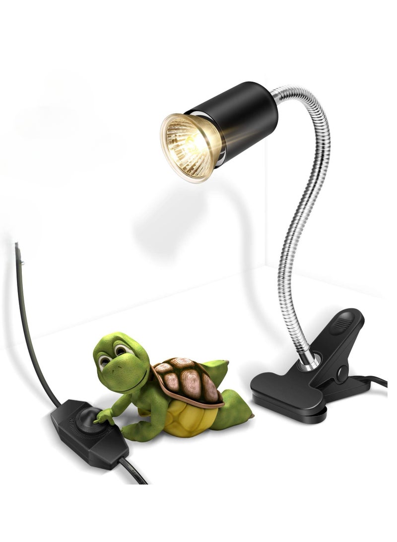 Generic Reptile Heat Lamp with 50W Bulb, Tortoise Heat Lamp, Heating Lamp with Clamp, Adjustable Habitat Basking Heat Lamp,UVA/UVB Light Lamp 360° Rotatable Clip and Dimmable Switch for Aquarium, E27 Clamp on Pet Heating Emitter for Reptiles Amphibians Lizards Turtle Snakes(Bulb Included)  - Image 1
