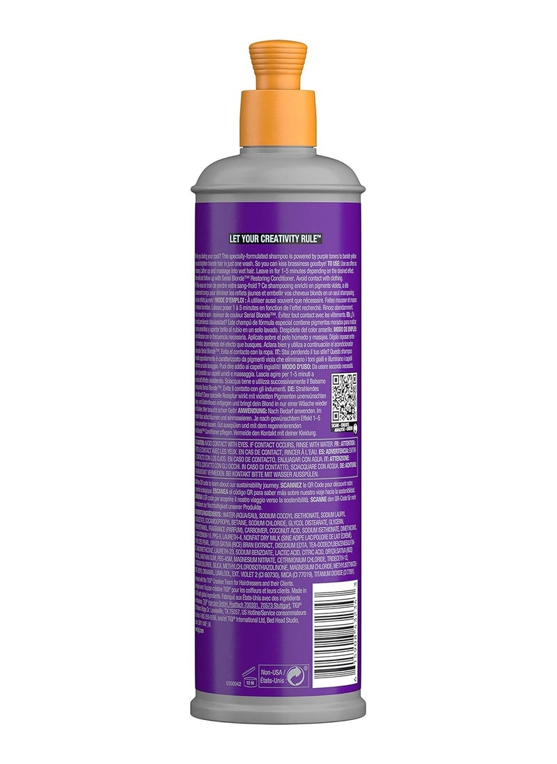 Bed Head Tigi Purple Toning Shampoo for Chemically Treated Hair - Serial Blonde Sulfate-Free Shampoo, 400 ml  - Image 2