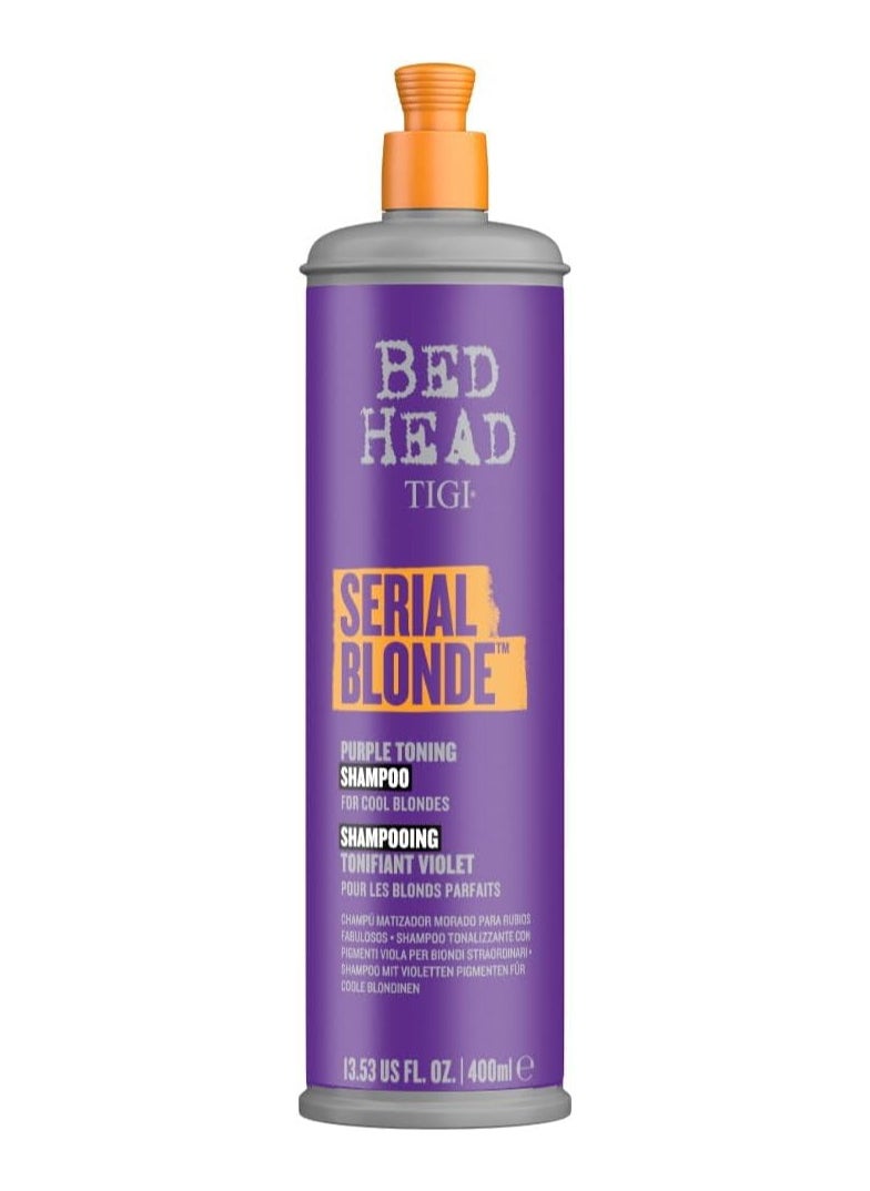 Bed Head Tigi Purple Toning Shampoo for Chemically Treated Hair - Serial Blonde Sulfate-Free Shampoo, 400 ml  - Image 1