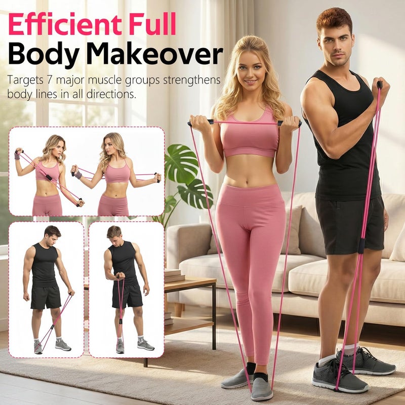 RENRANRING Figure 8 Fitness Resistance Bands with Handles - Exercise Tube Band Set of 3 for Arm and Shoulder Stretch, Rope 8 Word Elastic for Women and Men - Image 5