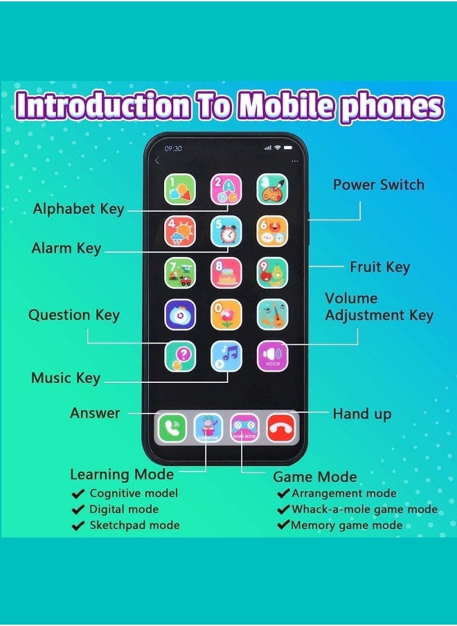 Baby Phone Toy, Baby Toy Phones that Can Touch and Slide, Children's Phone with Music, Interaction, and Educational Functions, Toy Phone Suitable for Children Aged 3+Years Old, White - Image 5