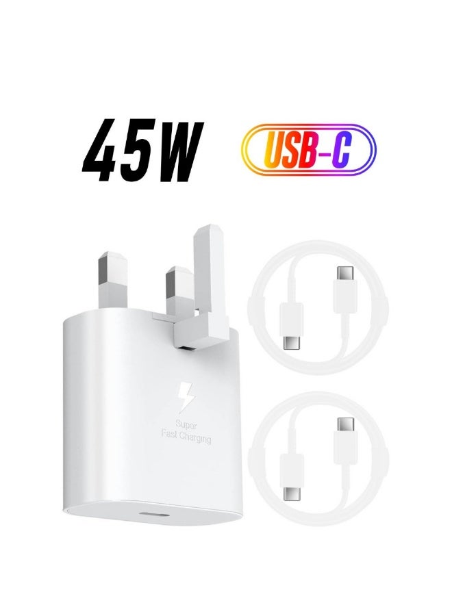 ACLIX 45W Fast Charger Plug for Samsung Galaxy And Other Smartphones, USB C Cable (White) - Image 1