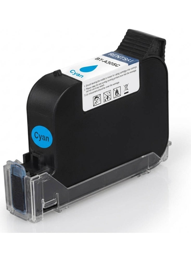 BENTSAI BB22CT Cyan Ink Cartridge Solvent Fast Dry for Handheld Inkjet Printers, 12.7mm High-Resolution Printing