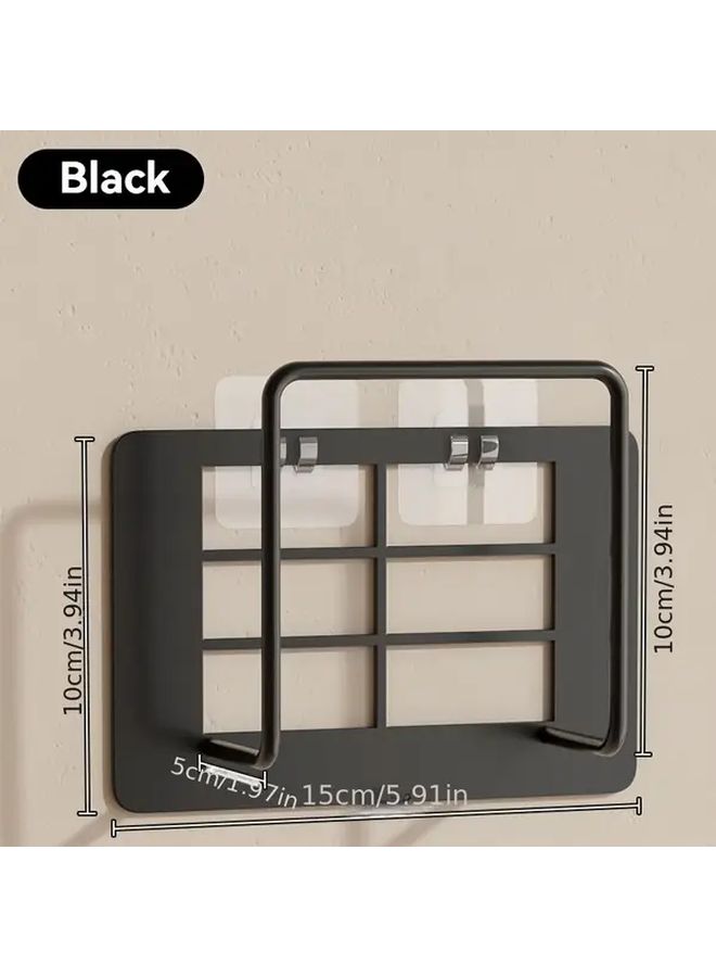 Metal Wall Mounted Shelf Black No Drill Installation White Minimalist Design With Black Legs For Router TV Box Books Chargers Living Room Bedroom Home Decor Sturdy Storage For Small Spaces - Image 5