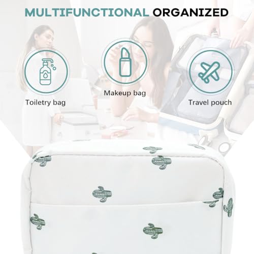 MAYCREATE Polyester Small Makeup Pouch Bag, Cosmetic Makeup Organizer Bag with Lipstick Slots, Cactus Print Travel Makeup Bag for Women, Portable Makeup Brush Pouch Toiletries Bag (17x11.5x5cm) - Image 5