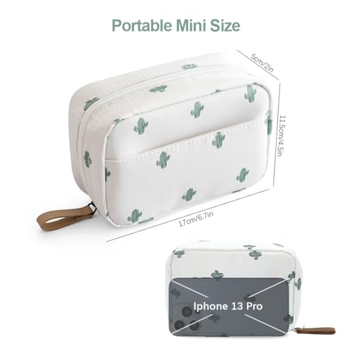 MAYCREATE Polyester Small Makeup Pouch Bag, Cosmetic Makeup Organizer Bag with Lipstick Slots, Cactus Print Travel Makeup Bag for Women, Portable Makeup Brush Pouch Toiletries Bag (17x11.5x5cm) - Image 2
