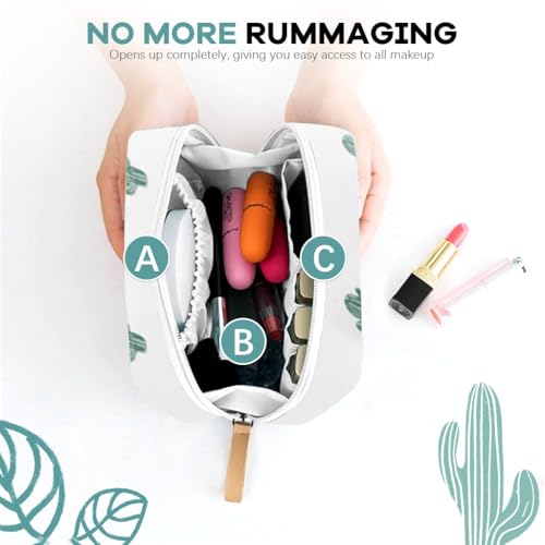 MAYCREATE Polyester Small Makeup Pouch Bag, Cosmetic Makeup Organizer Bag with Lipstick Slots, Cactus Print Travel Makeup Bag for Women, Portable Makeup Brush Pouch Toiletries Bag (17x11.5x5cm) - Image 4