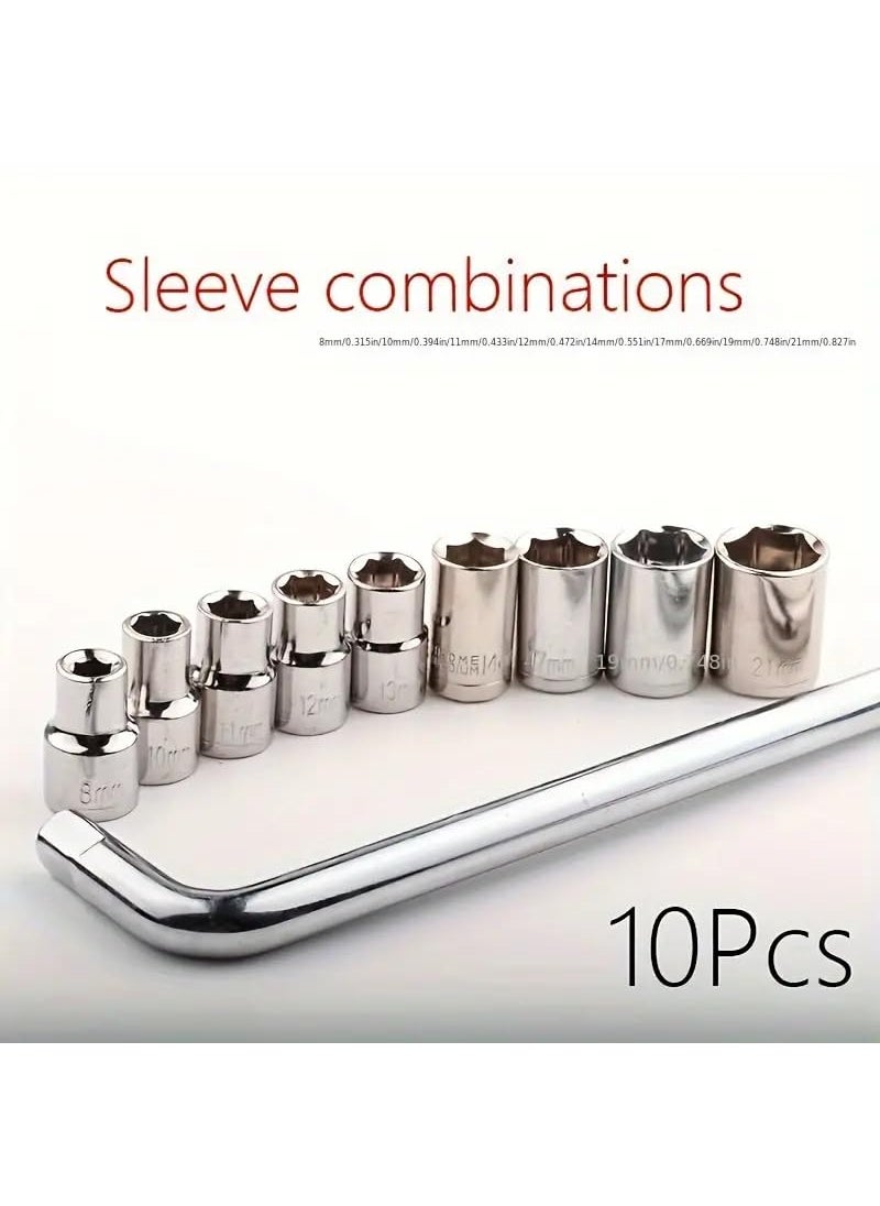 Harboan Harboan 10 in 1 Socket Wrench Spanner Set Automobile Repair Tool Box Precision Sleeve Wrench Sleeve Wrench Combination Hand Tool Socket Set  - Image 3