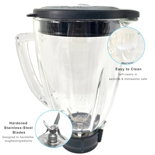 Kuntorie 6 Cup Blender Glass Jar with Blade, Blender Replacement Parts for Aspas Para Licuadora Oster Osterizer Classic Series (NOT fit Pro, Master or Versa models) - Image 5