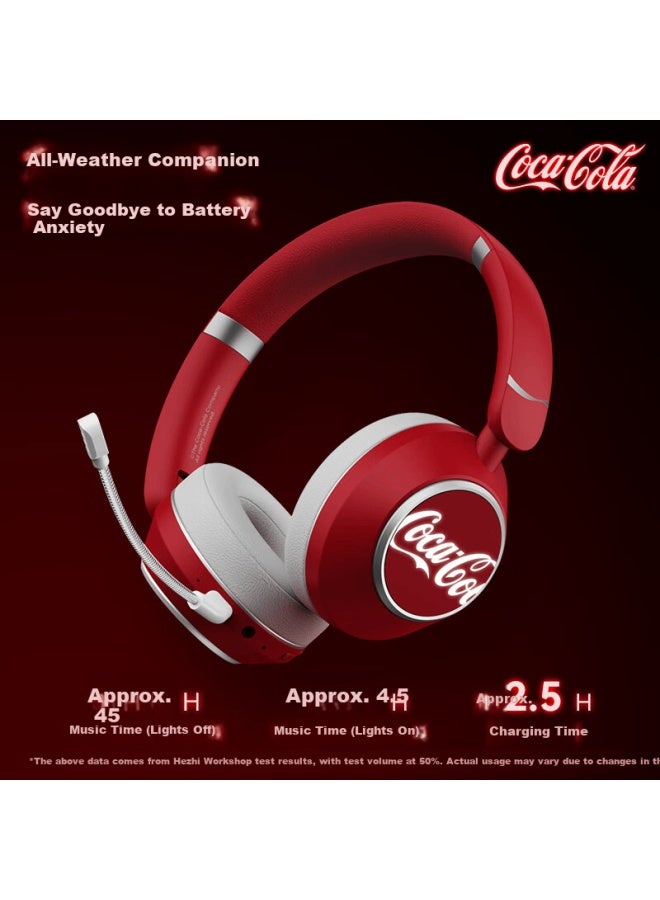 Coca-cola T37 Bluetooth Over-ear Gaming Sports Wireless Headphones With Microphone Ai Headset Long Battery Life Latest Model For Men, Women, And Students Gift