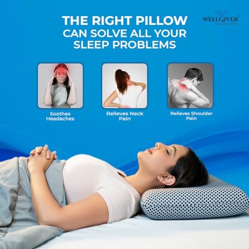 WELLGIVER Orthopedic Memory Foam Deep Sleep Pillow | 2 Years Warranty | Design for Neck & Shoulder Pain Relief | 20 x 13 x 4 Inch | Standard | Removable Zipper Cover | Pack 2 - Image 4