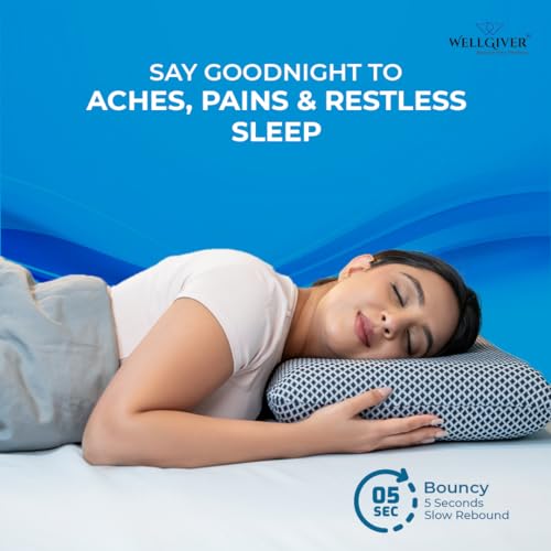 WELLGIVER Orthopedic Memory Foam Deep Sleep Pillow | 2 Years Warranty | Design for Neck & Shoulder Pain Relief | 20 x 13 x 4 Inch | Standard | Removable Zipper Cover | Pack 2 - Image 3