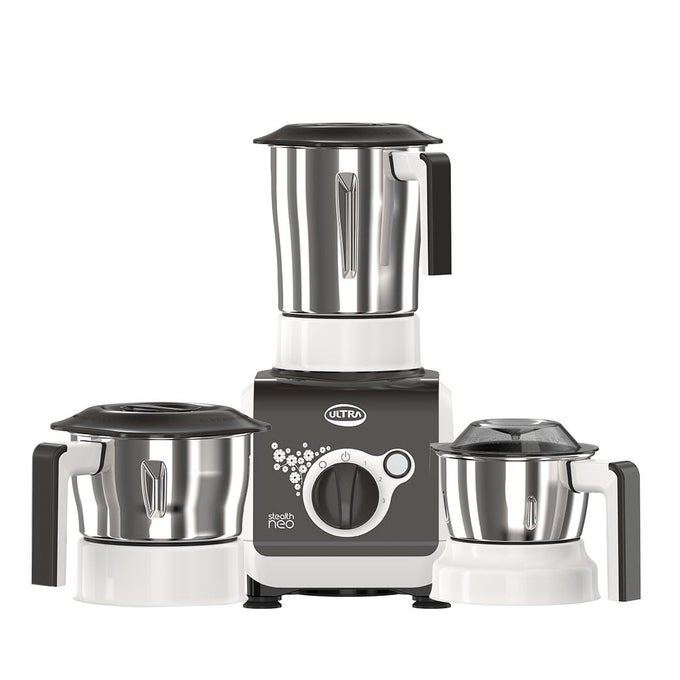 STEALTH NEO MIXERGRINDER,750W,AISI304 FOOD GRADE SS JARS &BLADES,SERRATED STAINLESS STEEL BLADES,LESSER NOISE,ABS BODY,3JARS SMALL (0.5L),MEDIUM (0.8L), LARGE(1.5L), 5YEAR MOTOR WARRANTY