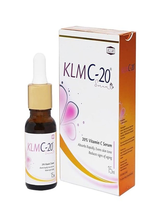 KLM C-20 20% Vitamin C Serum 15ml | Anti-Aging, Brightening & Even Skin Tone | Fast Absorbing - Image 1