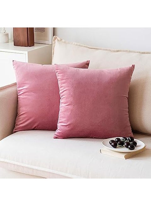 طقم غطاء وسادة مربع مزخرف قطيفة ناعم سميك مكون من قطعتين