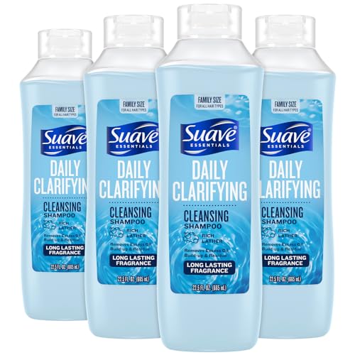 Suave Clarifying Shampoo, Family-Size 4-Pack – pH-Balanced & Hypoallergenic Daily Deep Cleansing Shampoo for Normal to Oily Hair, 22.5 Oz Ea - Image 5