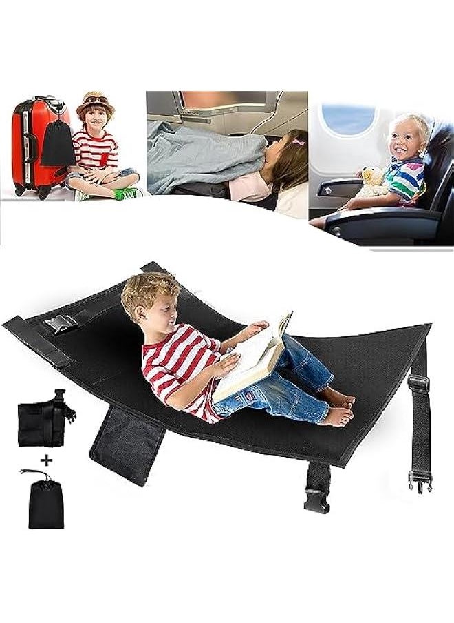 Beauenty Airplane Bed for Toddler, Airplane Footrest for Kids Seat Extender, Portable Toddler Travel Bed, Airplane Leg Rest for Kids to Lie Down, Baby Travel Essentials for Flying Sleeping（Black）  - Image 1