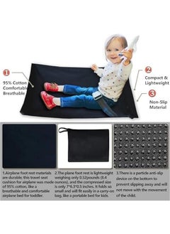 Beauenty Airplane Bed for Toddler, Airplane Footrest for Kids Seat Extender, Portable Toddler Travel Bed, Airplane Leg Rest for Kids to Lie Down, Baby Travel Essentials for Flying Sleeping（Black）  - Image 3