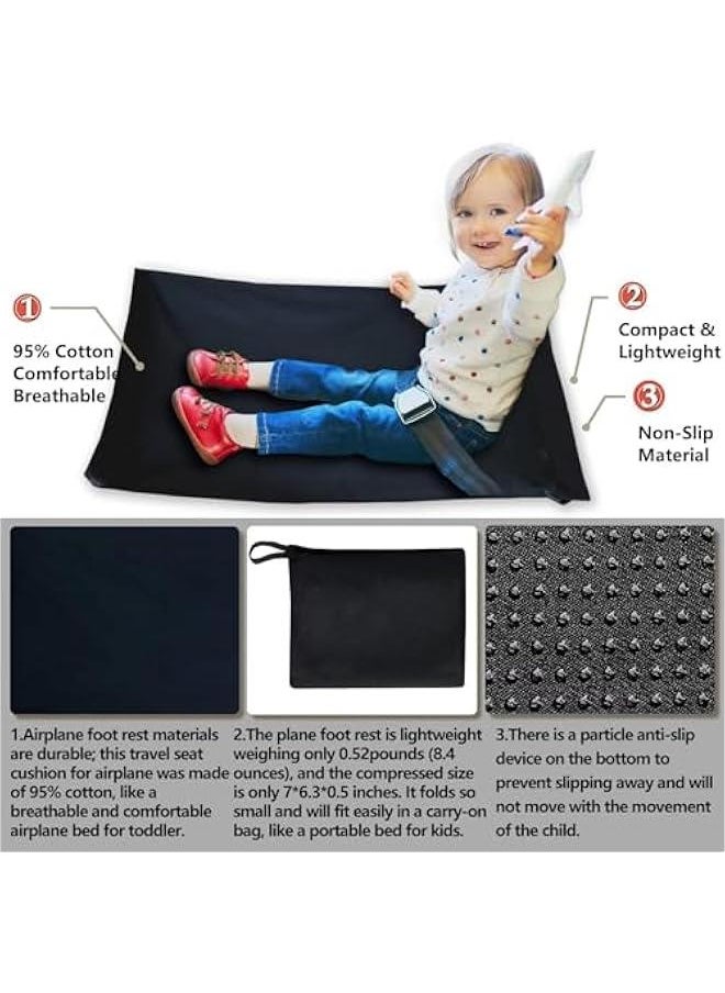 Beauenty Airplane Bed for Toddler, Airplane Footrest for Kids Seat Extender, Portable Toddler Travel Bed, Airplane Leg Rest for Kids to Lie Down, Baby Travel Essentials for Flying Sleeping（Black）  - Image 3