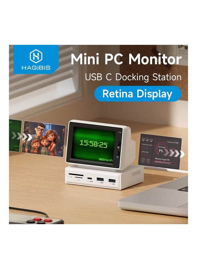 3.5inch IPS Mini Screen AIDA64 Mini PC CPU RAM HDD Data Monitor Display Sub Screen with USB C Hub for Laptop PC MacBook - Image 1