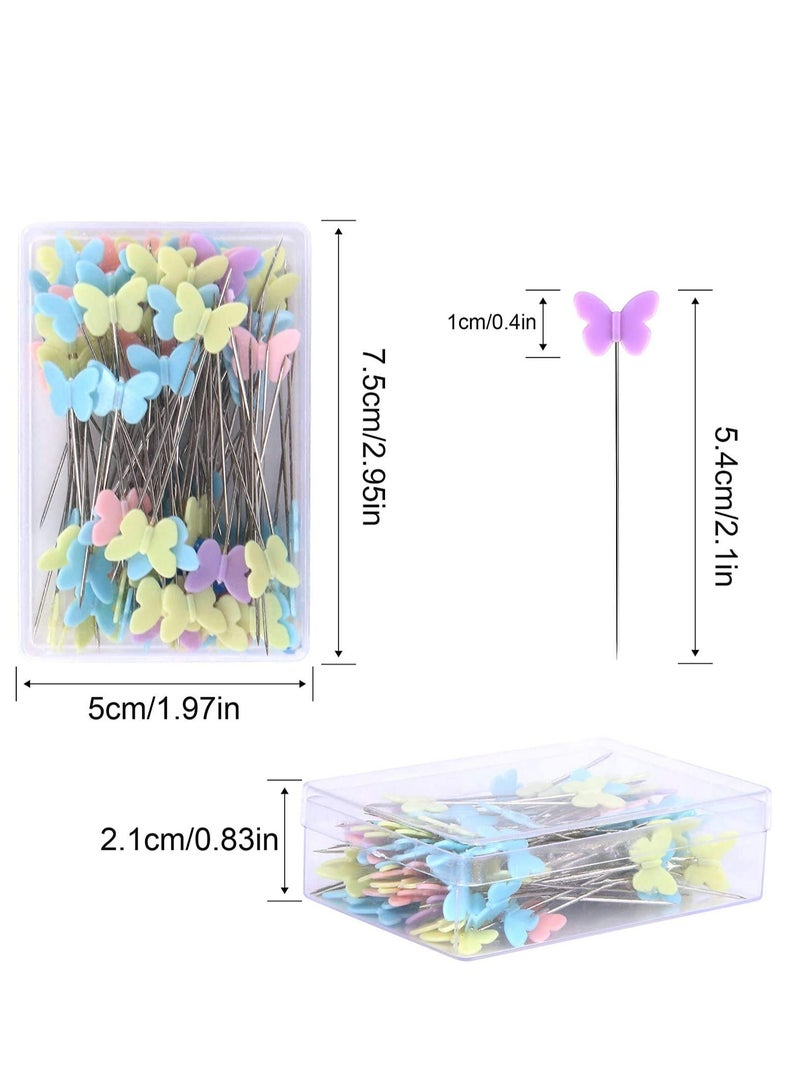 SYOSI 2.16 Inch Sewing Pins Flat Head Straight Pins Butterfly Head Sewing Pins Straight Quilting Pins for Sewing DIY Projects Dressmaker Jewelry Decoration for Daily Sewing, Crafts - Image 2