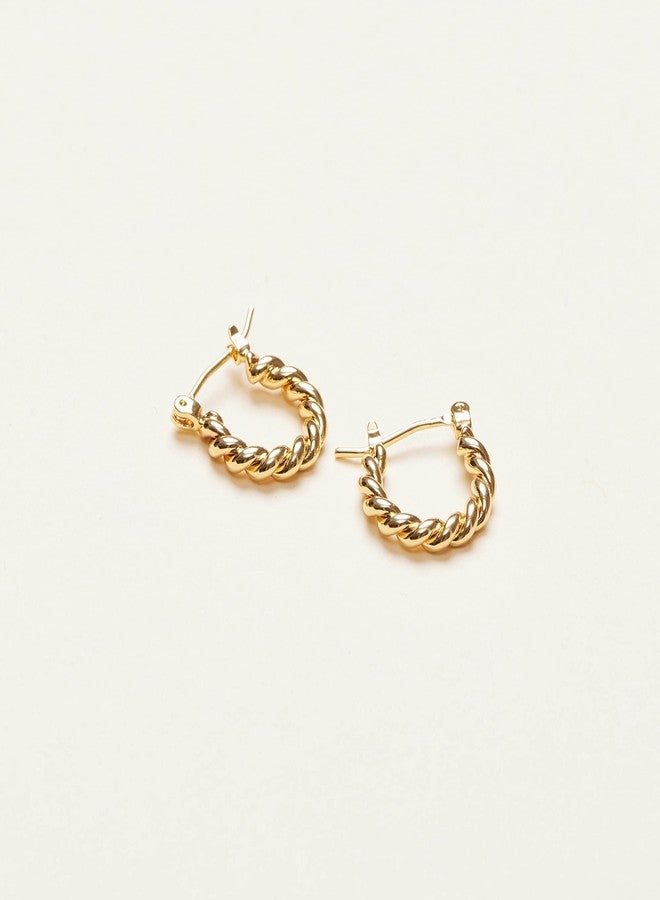 Shapes Studio 18K Gold Plated Brass Mini French Twist Hoops, Hoop Earrings, Minimalist Style, Women Jewelry Gift - Image 3
