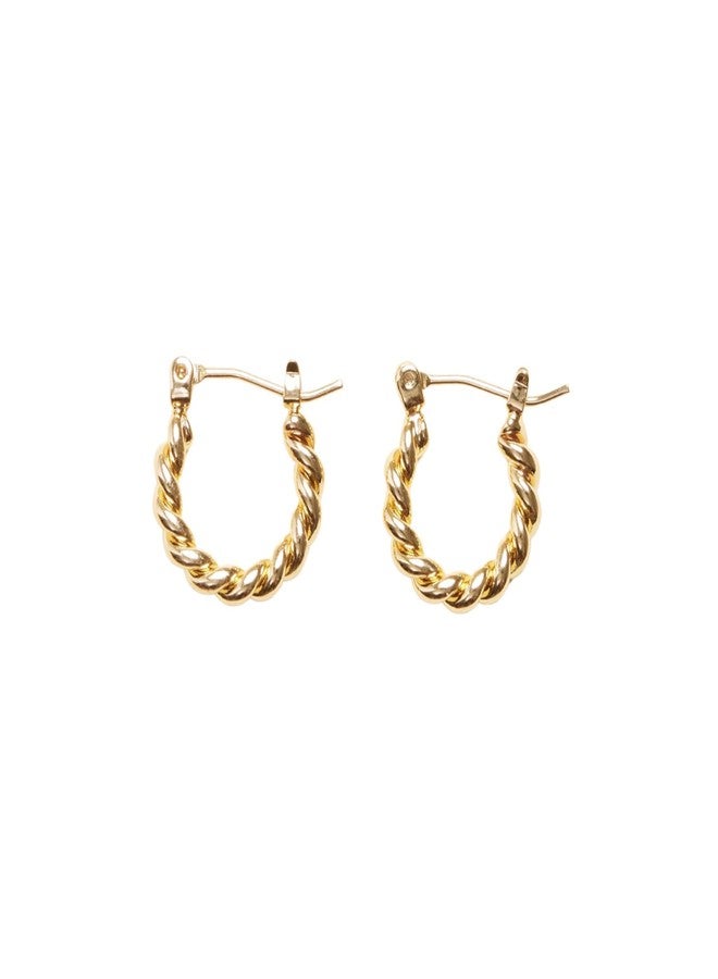 Shapes Studio 18K Gold Plated Brass Mini French Twist Hoops, Hoop Earrings, Minimalist Style, Women Jewelry Gift - Image 1