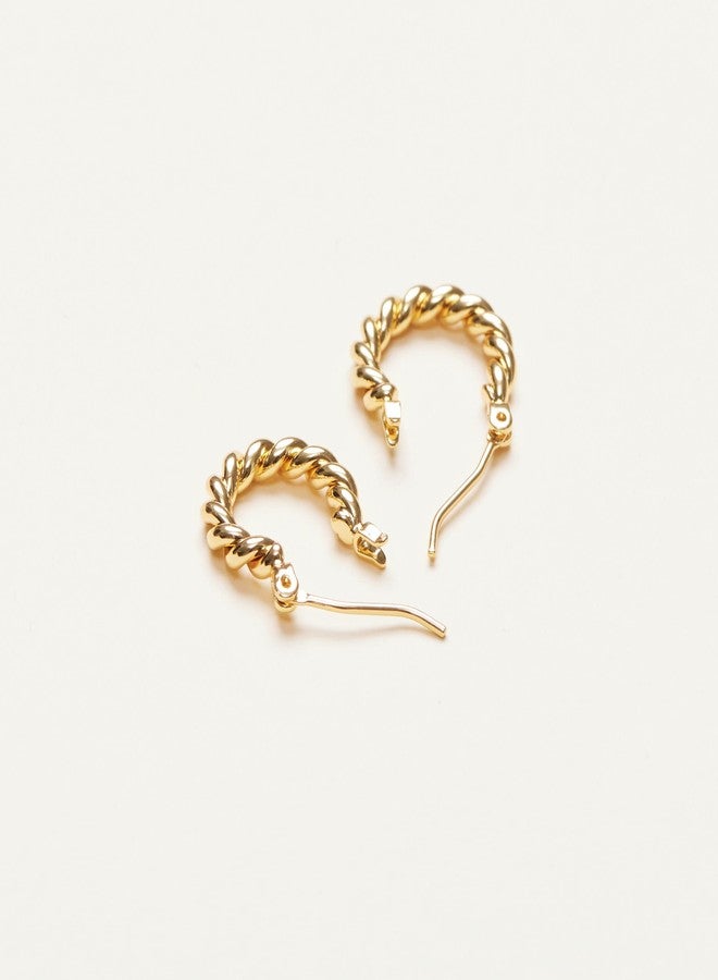 Shapes Studio 18K Gold Plated Brass Mini French Twist Hoops, Hoop Earrings, Minimalist Style, Women Jewelry Gift - Image 2