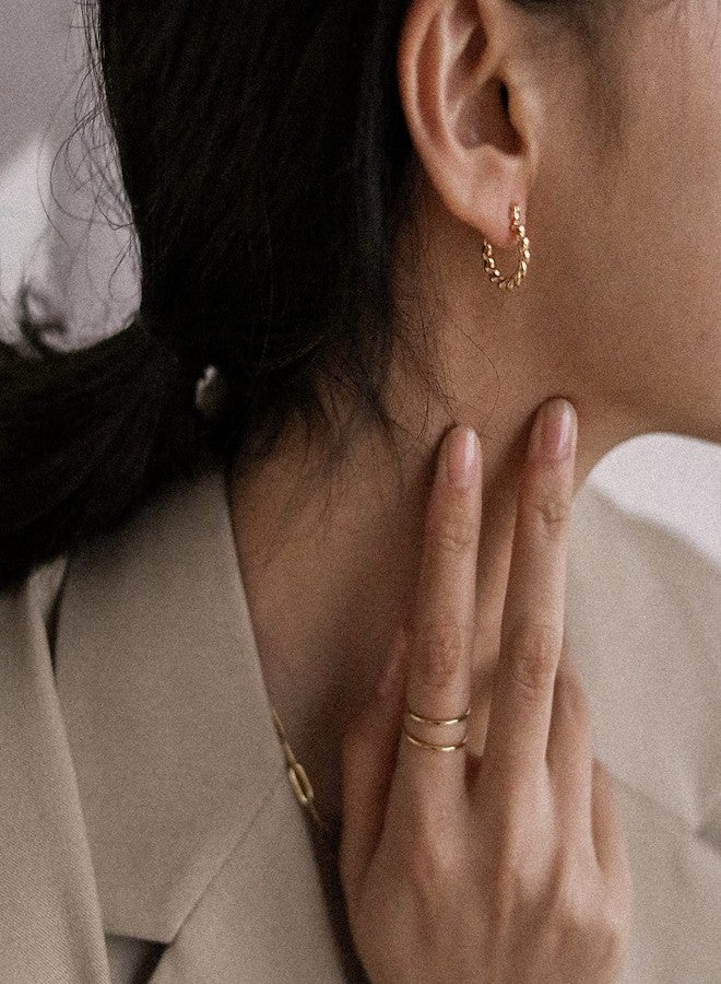Shapes Studio 18K Gold Plated Brass Mini French Twist Hoops, Hoop Earrings, Minimalist Style, Women Jewelry Gift - Image 4