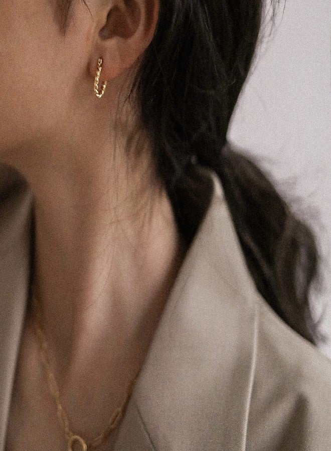 Shapes Studio 18K Gold Plated Brass Mini French Twist Hoops, Hoop Earrings, Minimalist Style, Women Jewelry Gift - Image 5