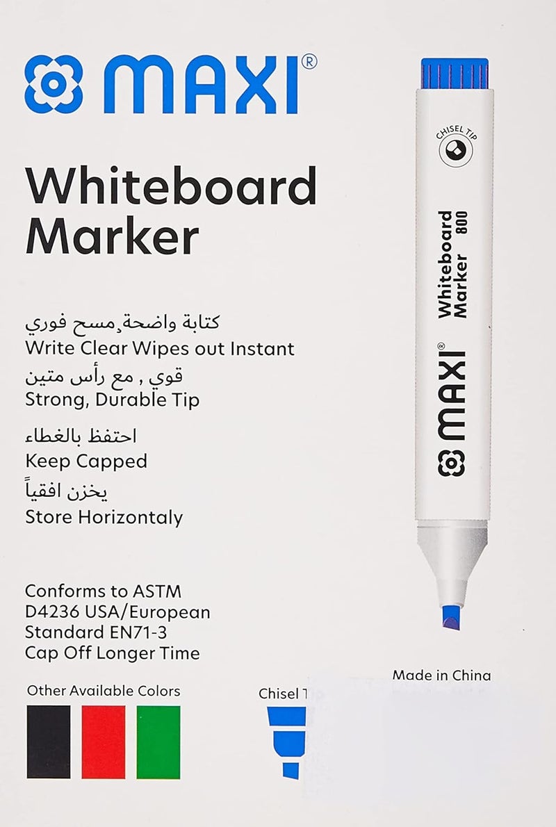 Maxi Whiteboard Marker Chisel Box Of 10Pc Blue