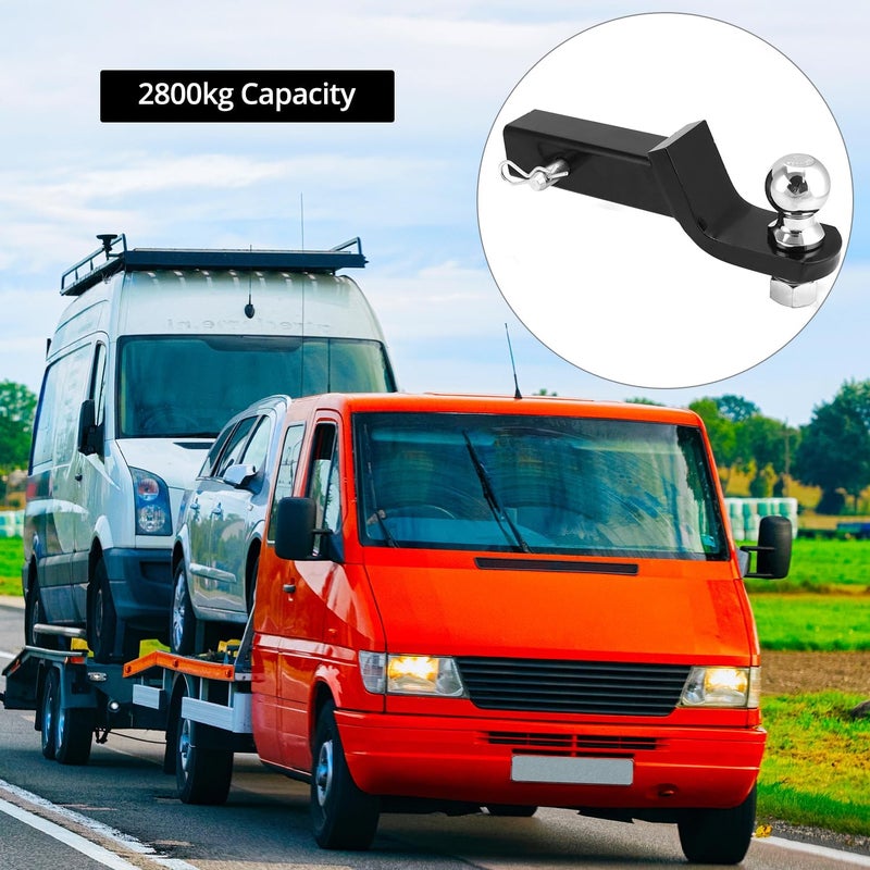 QWORK ® Towing Hitch for US Vehicles Lowered 50 mm - 2800 kg Load Capacity - 50 mm Ball Mount - 16 mm Pin and Clip - Image 5