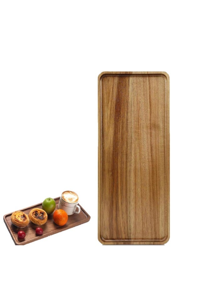 Wooden Trays Made Of Acacia Wood, Rectangular Table Trays, Small Decorative Plates For Food, Fruit, Appetizers, Sweets, Bread, And Coffee. - Image 1