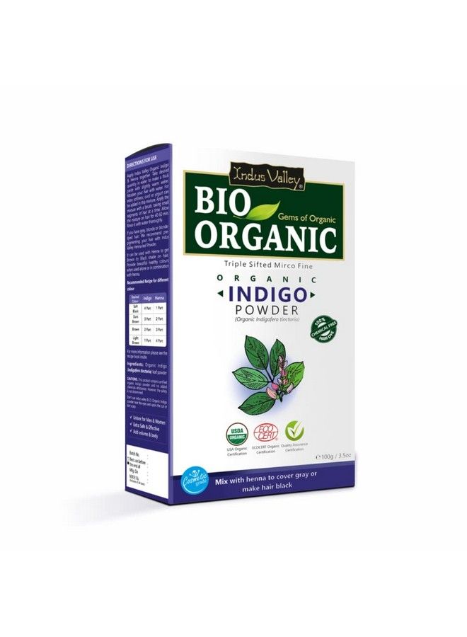 Bio Organic Natural And Pure Indigo Powder ; Indigofera Tinctoria Herbal Henna Powder With Hibiscus Powder For Hair Care (100G*3= 300G)