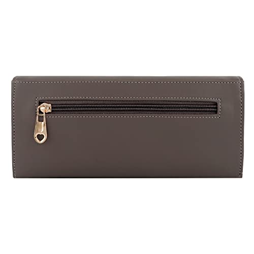 ALSU Women's Hand Wallet Purse Clutch | Phone Pocket| 4 Card Slots| Coin Pockets| Smooth Material (Grey) - Image 4