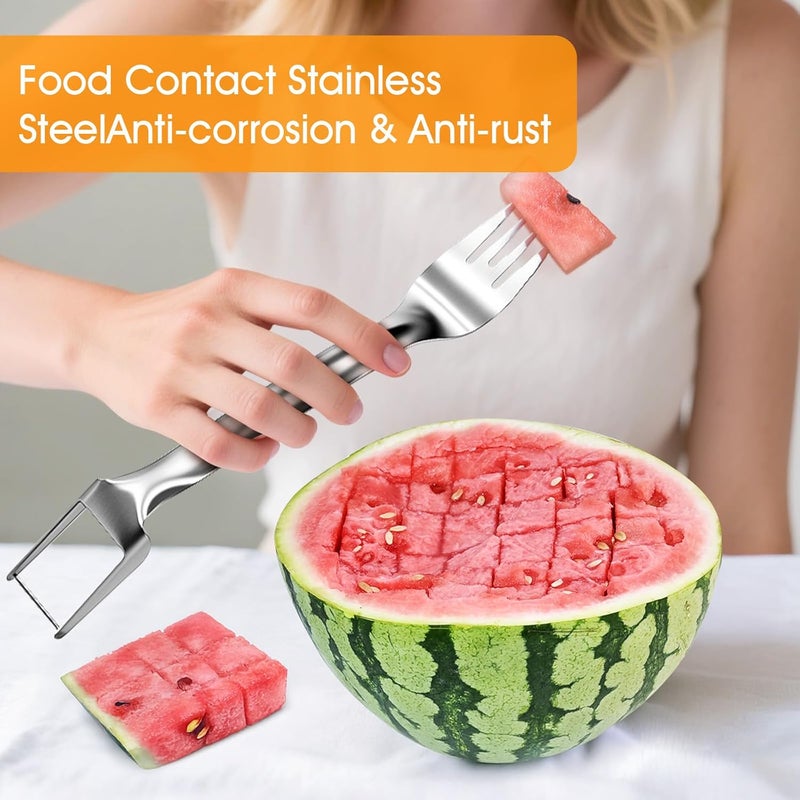 Dirvcp 1 Pcs Stainless Steel Watermelon Slicer and Fork - 2-in-1 Portable Kitchen Tool for Home Camping and Parties - Image 5