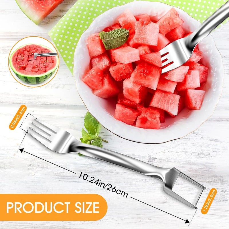 Dirvcp 1 Pcs Stainless Steel Watermelon Slicer and Fork - 2-in-1 Portable Kitchen Tool for Home Camping and Parties - Image 3