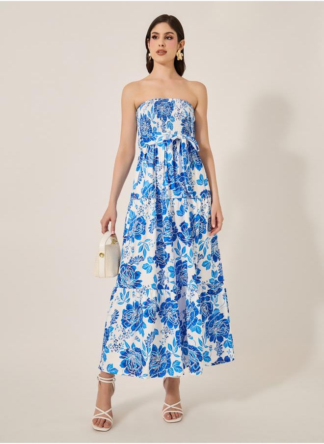 Styli Floral Strapless Maxi Dress  - Image 1