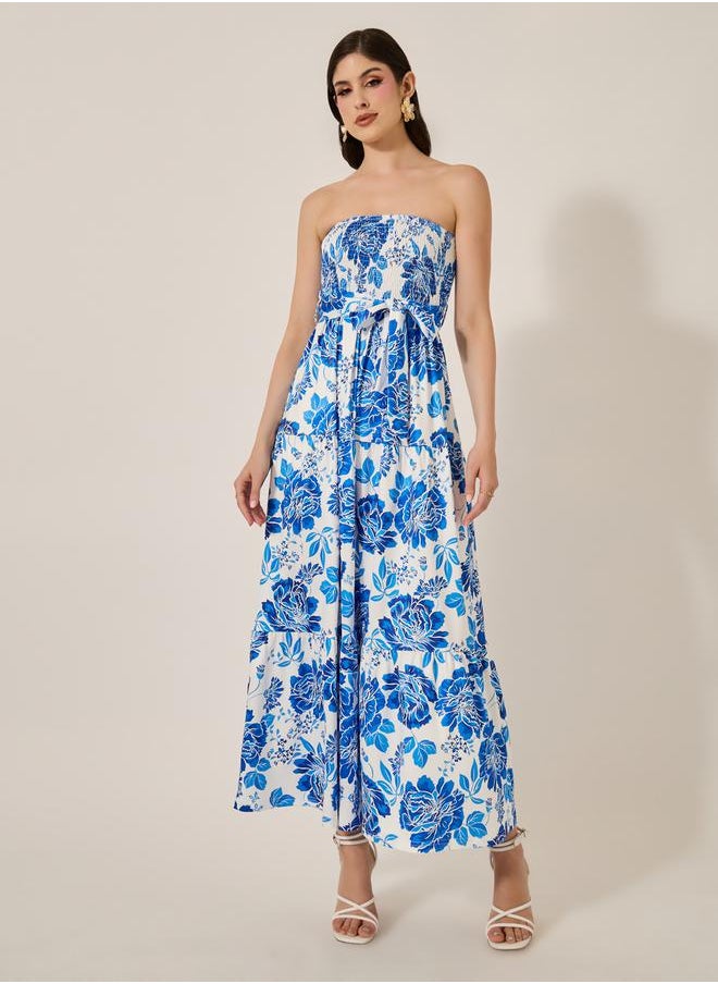Styli Floral Strapless Maxi Dress  - Image 2