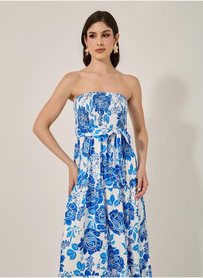 Styli Floral Strapless Maxi Dress  - Image 3