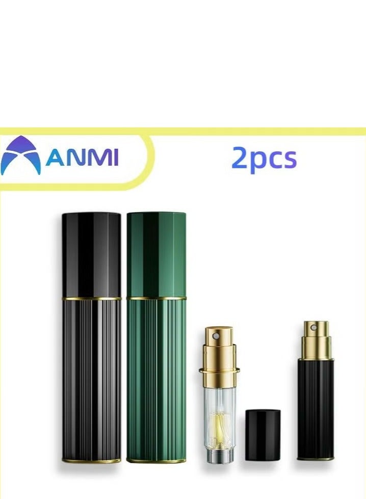أنمي أنمي 2 قطعة زجاجة عطر للسفر إعادة تعبئة عطر 5 مل، عبوة سفلية (أسود + أخضر) 