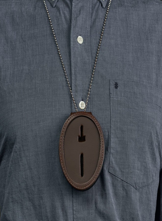 Perfect Fit Shield Wallets Los Angeles LAPD and Phoenix Badge Holder ID Holder Brown Leather with Belt Clip and Neck Chain (Cutout PF158) - Image 2