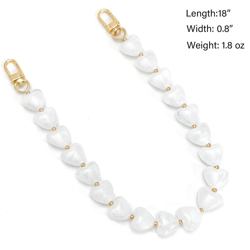 AUMEY Acrylic Heart Bag Chain Purse Charm Versatile handbag Chain Strap Wallet Handle Replacement Handbag Accessory (02-Crystal) - Image 2