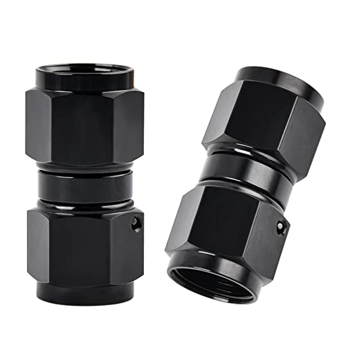 EVIL ENERGY 6AN Female to 6AN Female Straight Swivel Coupler Union Fitting Adapter Aluminum Black 2PCS - Image 1